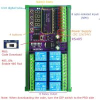 DN22D08 DC 12V 24V 8ch Multifunction Delay Timer Switch Board RS485 PLC IO Expanding Shield Module for Arduino NANO V3.0