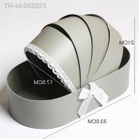 卐 1PC Lace Ribbon Flower Box Cradle Gift Boxes Flower Bouquet Packing Boxe Wedding Valentines Day Flower Packing Supplies