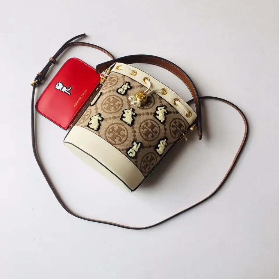 Mini T Monogram Embroidered Rabbit Bucket Bag: Women's Handbags