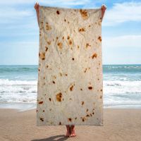 【Bathroom sale】เม็กซิกัน Burrito BeachBlanket น้ำหนักเบาดูดซับแห้งเร็วอาบน้ำผ้าขนหนูสระว่ายน้ำ