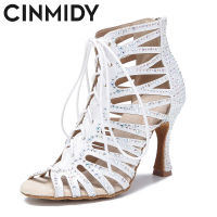 CINMIDY ใหม่รองเท้าเต้นรำผู้หญิงกลวงออก Rhinestone รองเท้าเต้นรำละตินห้องบอลรูมมาตรฐานรองเท้าเต้นรำพรรครองเท้าในร่มรองเท้า