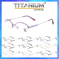 Titanium 100% แว่นตา รุ่น 9182 กรอบเซาะร่อง Oval รูปไข่แนวนอน ขาข้อต่อ วัสดุ ไทเทเนียม (สำหรับตัดเลนส์) สวมใส่สบาย น้ำหนักเบา Gouging frame Eyeglass Leg joints Titanium material Eyewear Top Glasses