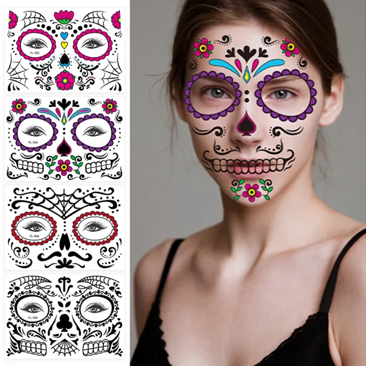 BC Cross Border Halloween Funny Face Tattoo Stickers Masquerade Undead Face  Stickers Tattoo Stickers for Boy Girls Kids | Lazada