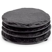 4 PCS Round Black Coasters Handmade Coasters for Drinks, Beverages, Wine Glasses