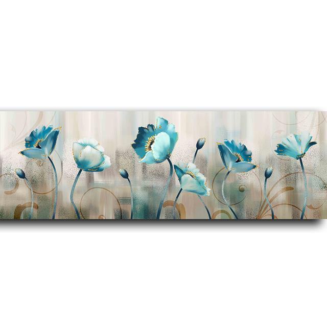 ดอกไม้สีฟ้านามธรรมผ้าใบภาพวาดดอกไม้-quadro-โปสเตอร์พิมพ์-cuadros-ภาพผนังสำหรับห้องนั่งเล่นตกแต่งบ้าน