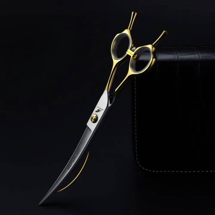 7 inch 7.5 inch half gold double tail highend curved scissor pet