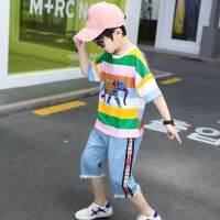 [COD] Childrens boy summer suit 2023 new childrens big short-sleeved clothes two-piece