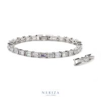 Neriza Jewelry/ข้อมือเพชรสังเคราะห์ฝังละเอียดเพชรเกรดพรีเมี่ยมประกายไฟเทียบเท่าเพชรแท้ จัดส่งฟรีพร้อมกล่อง NB020