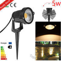 【ซื้อเพิ่มเติม &amp; Save】5W LED ไฟสนามหญ้า Floodlight ประหยัดพลังงาน85% เป็นมิตรกับสิ่งแวดล้อมฐานลานสนามหญ้า Path Spotlight โคมไฟกันน้ำไฟในสวน Led โคมไฟสนามหญ้า Street ไฟสวนกลางแจ้ง AC 85-245V Warm/Cool สีขาว (US ปลั๊ก)