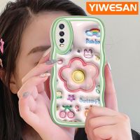 YIWESAN เคสสำหรับ VIVO Y20 Y20i Y20s Y12s Y20เคสมือถือ Y11s Y20T Y20S เมตร Y20S เคสลายการ์ตูนรูปผีเสื้อดอกไม้ดีไซน์ใหม่ขอบครีมโปร่งใสลายกล้องถ่ายรูปนิ่มเคสป้องกันอ่อนโยนอย่างเรียบง่าย