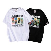 TOP☆ Aape เสื้อยืดแขนสั้นเนื้อผ้าฝ้ายแฟชั่นพิมพ์ลายสําหรับผู้หญิงและผู้ชาย