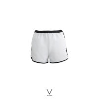 SS2023/1 WHITE TRIM BLACK  SHORT กางเกงว่ายน้ำขาสั้นสีขาวขลิบดำ มีซันในเป็น กกน ด้านใน ผ้าหนา กัน UV UPF 50+