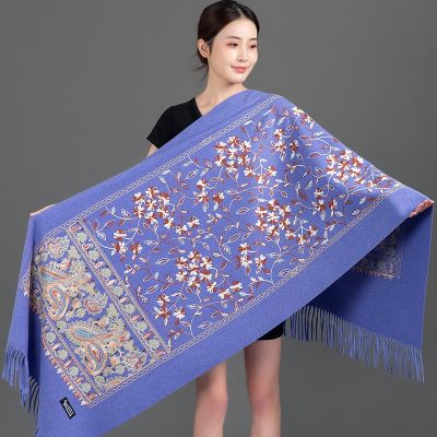 Hot sell Scarf shawl female qiu dong season warm cashmere cheongsam plus the new 2021 middle-aged red embroidered cape cape