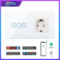 ▤۞┋ Bingoelec Wifi Smart Dimmer LED Light Switches EU Standard Ordinary Wall Power Sockets Crystal Dimmable Wall Touch Switches