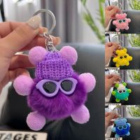 New Cute Fluffy Rabbit Fur Pom Pom Ball Keychain Keyring Car Key Ring Chain Charm Women Fashion Bag Pendant Decorative