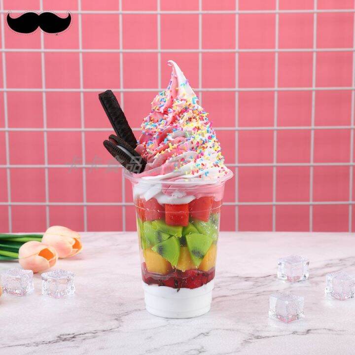 New fruit sundae frozen yogurt fruit ice cream model fruit cup food