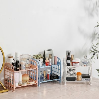 【CW】 Cosmetics folding storage simple desktop bathroom double-layer shelf kitchen finishing