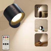 LED Wall Sconce Wall Mounted Lamp  Rechargeable Touch Control 3 Color Reading Lamp  360° Rotate Magnetic Ball Night Light