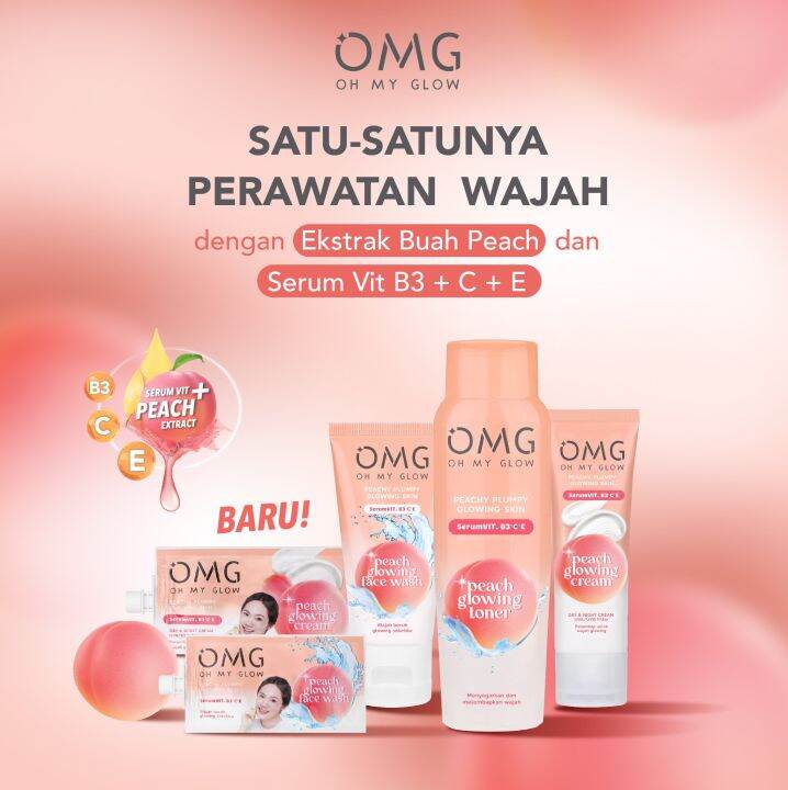 Omg Oh My Glow Peach Glowing Toner Gr Face Wash Gr Cream Gr Lazada Indonesia