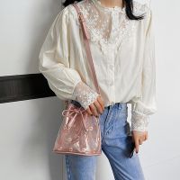 Small Daisy Womens Transparent Jelly Bag Fashion Lace Shoulder Messenger Bag Printed Bucket Bag Mini Bag