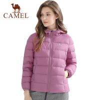 Camel เสื้อแจ็กเก็ต คอปกตั้ง กันลม อบอุ่น น้ําหนักเบา สีขาว สําหรับผู้หญิง 5211028❇ﺴ❁