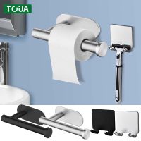 SUS304 Stainless Adhesive Toilet Roll Paper Holder Wall Mount Storage Stand Kitchen Bathroom Set No Drill Tissue Dispenser Toilet Roll Holders