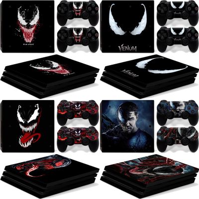 ●℡ Marvel Venom Vinyl Skin Sticker for PlayStation4 PS4 P S 4 Pro Console 2 Controllers Decal Full Cover Film Para Game Accessories