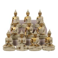 10 Styles Gold Mini Sandstone Buddha Statue Sukhothai Statue in Thailand Home Fengshui Decoration Office Fish Tank Ornament