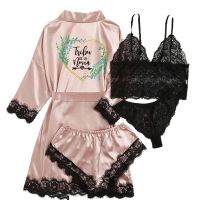 【LZ】™☾℡  Satin Kimono Pijamas para a noiva e dama de honra Wedding Party Team Bathrobe ZH013