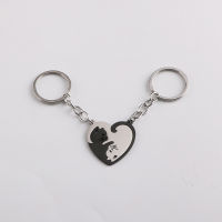 2PCS/Set Keychain Pendants Stainless Steel Pendants Keychain Pendants Round Keychain Couple Keychains Yin Yang Cats