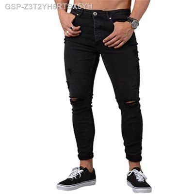 Apart Calças De Bim Estiramento Dos Homens Afligido Rasgado Freyed Magro Ajuste Calças Jeans Jean Para Mullas