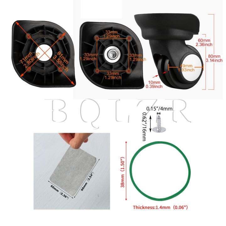 ชิ้นส่วนทดแทนกระเป๋าล้อลาก-w003-80มม-พร้อมสายรัดยางขนาดเล็กและชุดสแวบ2ชิ้น