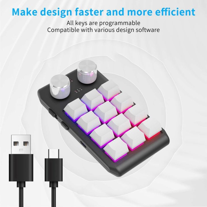 custom-keyboard-hotswap-keypad-volume-button-programming-macro-gaming-black-12-keys-2-knob-usb