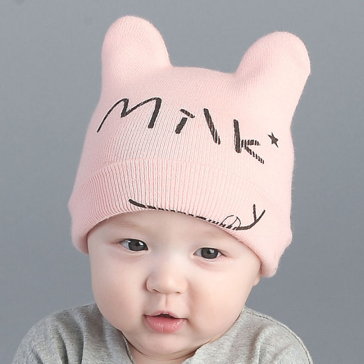 junyehเด็กหมวกผ้าฝ้าย0-12เดือนนมถักไหมพรมฤดูใบไม้ร่วงฤดูหนาวหมวกสำหรับทารกแรกเกิด
