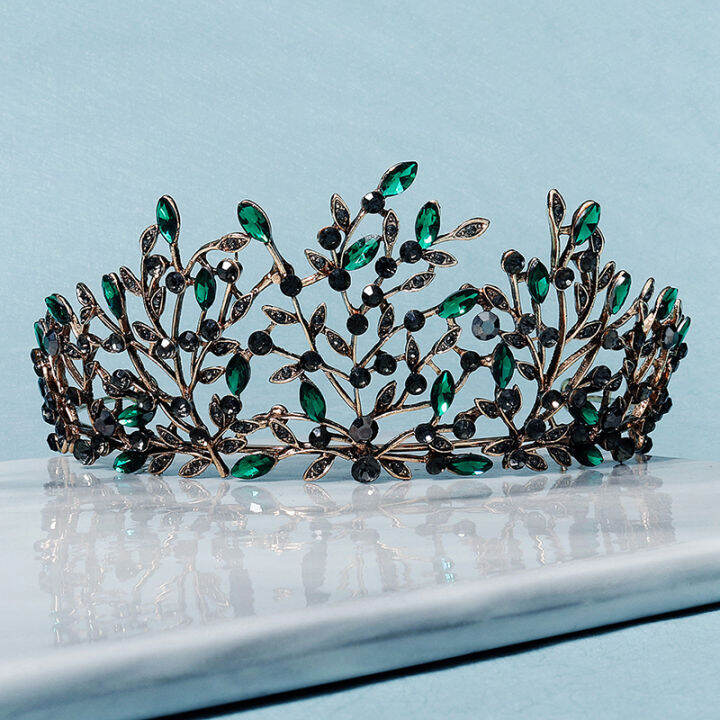 มงกุฎไรน์สโตนทองโบราณ-tiaras-และมงกุฎสำหรับผู้หญิงอุปกรณ์ผมพรหมเครื่องประดับผมหูฟังปาร์ตี้-h-eadwear-ของขวัญ