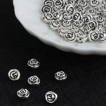 100pcs Silver-Color Alloy Patterned Bead Spacers For Diy Jewelry Making