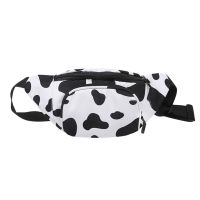 Adjustable Strap Waist Bag with Hanging Pendant Printed Cows Canvas Chest Bag Bum Bag Fanny Packs Belt Bag for Gym Fitness Work