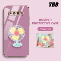 YBD เคสโทรศัพท์แบบเรียบง่ายหรูหราสำหรับ Samsung Galaxy S8 Plus S8+ S9 Plus S9+ S10 Plus S10+ สเตอริโอแบบหมุนได้ขายึดพัดหลากสีคลุมทั้งหมดเคสกันกระแทกกล้อง