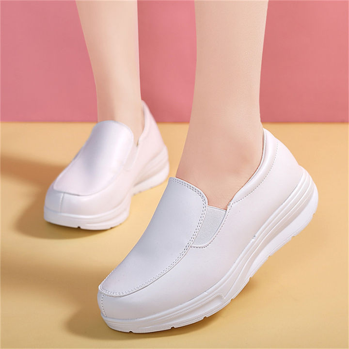 รองเท้าพยาบาลรองเท้าหนังสีขาว-wedge-รองเท้าผ้าใบ-slip-on-รองเท้าพยาบาลสีดำรองเท้าพยาบาลส้นสีขาว-slimming-shoes