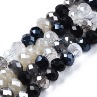 1Strand Electroplate Glass Beads Strands Faceted Rondelle Black 5.5-6x5mm Hole: 1mm about 90-92pcs/strand 16.54 inch-16.93 inch(42-43cm)