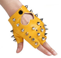 Idopy Men`s Women`s Rivet Faux Leather Glove Multi Colors Dancing Rock And Roll Jazz Cosplay Party Studded Glove