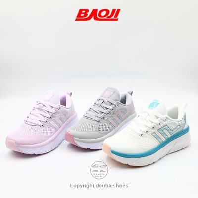 BAOJI[BJW750] รองเท้าผ้าใบผู้หญิง รองเท้าวิ่ง รองเท้าออกกำลังกาย [สีเทา ขาว ชมพู]ไซส์ 37-41