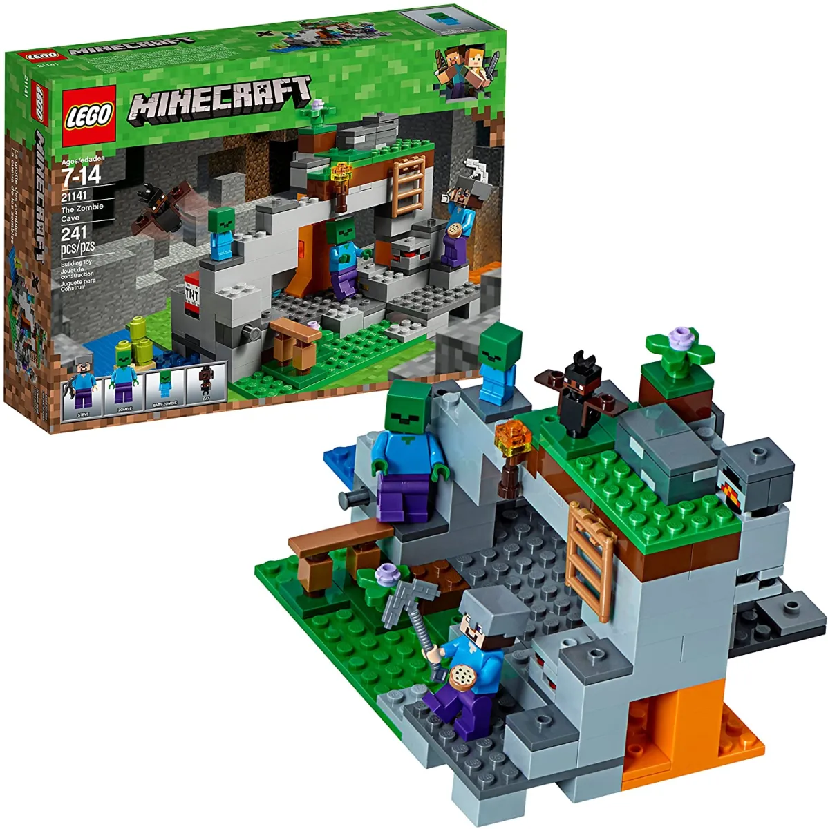Mới Bộ xây dựng LEGO Minecraft Hang Zombie 21141, với các nhân vật ...