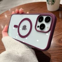 เคสชาร์จไร้สายแม่เหล็กใสสำหรับ Magsafe,สำหรับ iPhone 14 13 12 11 Pro Max Mini X Xs XR 7 8 Plus ฝาปิดอะคริลิคแข็ง