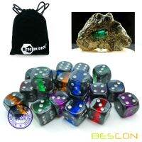 Bescon Mineral Rocks GEM VINES 6 Sides 16MM Dice Set 20 Pack 5/8 D6 Mineral Rock Dice Set in Assorted Colors