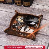 Creative Genuine Leather Valet Snap Tray Home Ofiice Desk Organizer Jewelry Pen Key Coin Desktop Storage Tray Folding Storage