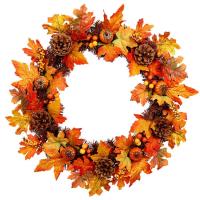 Fall Wreaths for Front Door Front Door Outdoor Autumn Harvest Wreath Decorations Rustic Round Wreaths Wall Hung Outdoor Farmhouse Home Wall Window Festival Wedding Decor custody