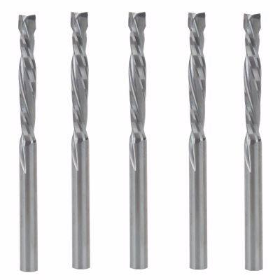 5Pcs 3.175x22mm UP DOWN Cut Two Flutes Spiral Carbide Mill เครื่องมือ เครื่องตัดสําหรับเราเตอร์ CNC การบีบอัดไม้ End Mill Cutter Bits