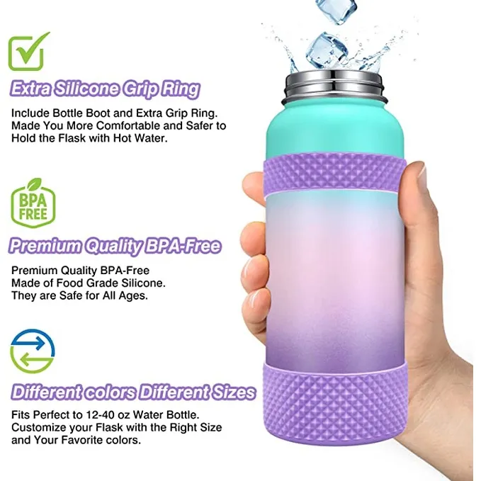 Water Bottle Boot,Double Protective Diamond Texture Silicone Boot