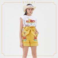 Kloset Marigold Bow Front  Tie Shorts(RS21-P004) กางเกงแฟชั่น กางเกงขาสั้น กางเกงแต่งดีเทลปัก เสื้อผ้าแฟชั่น